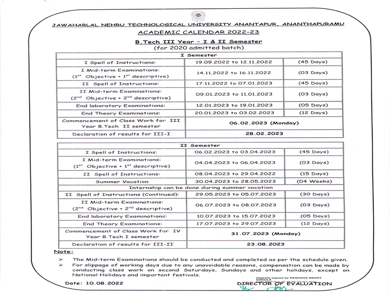 B.Tech III Year-I & II Semester